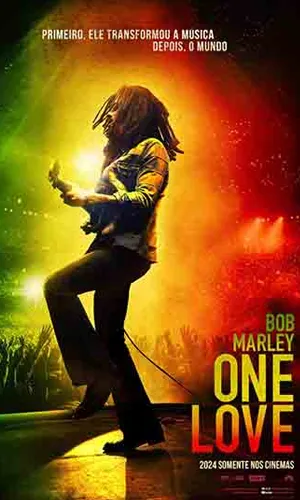 capa do filme Bob Marley: One Love que está em exibição no cinema em maringá