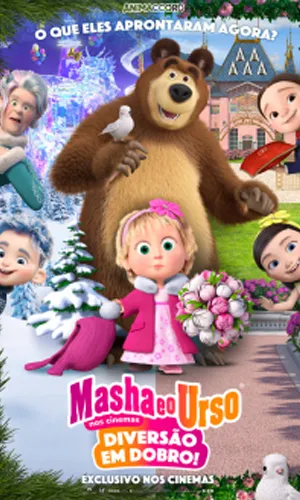 capa do filme Masha e o Urso: Diversão em Dobro que está em exibição no cinema em maringá