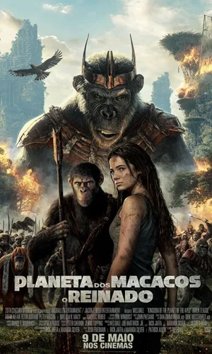 capa do filme Planeta dos Macacos: O Reinado que está em exibição no cinema em maringá