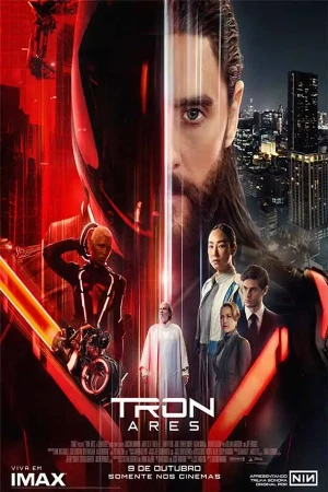 capa do filme Tron: Ares que está em exibição no cinema em maringá