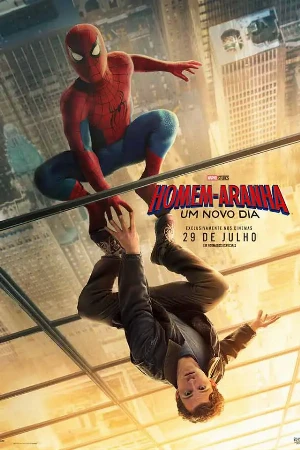 capa do filme Homem-Aranha: Um Novo Dia que está em exibição no cinema em maringá