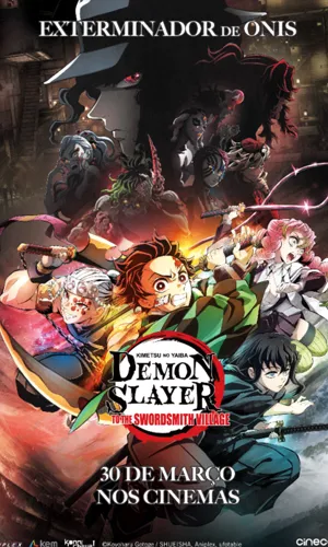 capa do filme Demon Slayer: To The Swordsmith Village que está em exibição no cinema em maringá