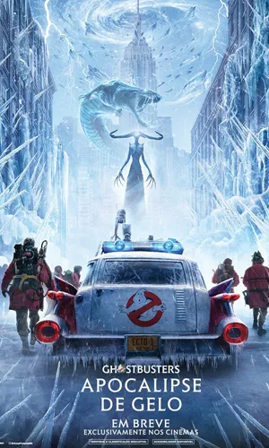 capa do filme Ghostbusters: Apocalipse de Gelo que está em exibição no cinema em maringá