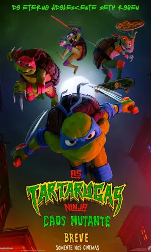 capa do filme As Tartarugas Ninja: Caos Mutante que está em exibição no cinema em maringá