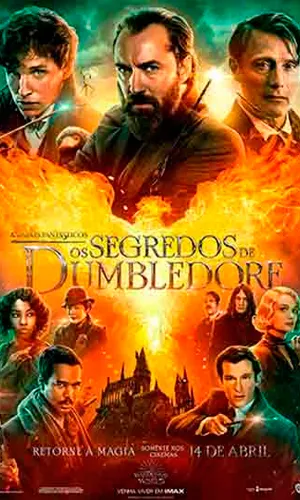 capa do filme Animais Fantásticos: Os Segredos de Dumbledore que está em exibição no cinema em maringá