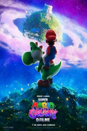 capa do filme Super Mario Galaxy: O Filme que está em exibição no cinema em maringá