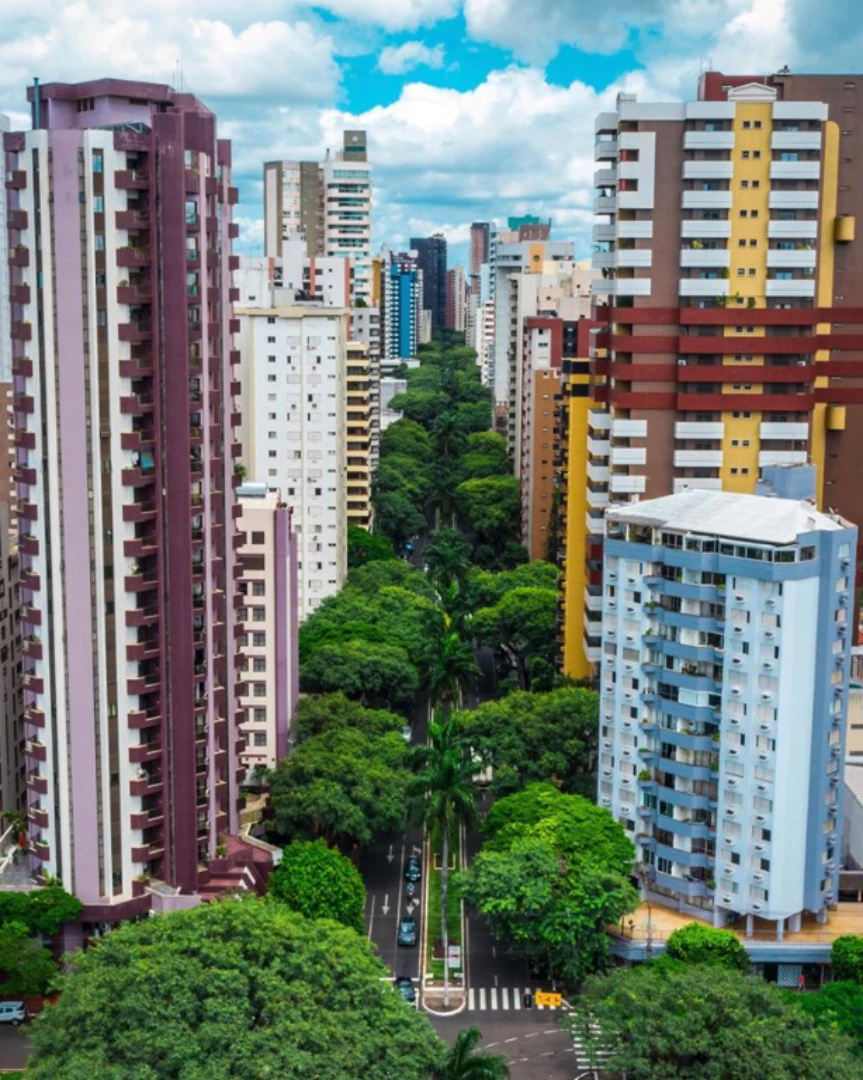 Entre edifícios e copas verdes, uma das imagens que melhor traduz a identidade de Maringá. 09/03/2026
