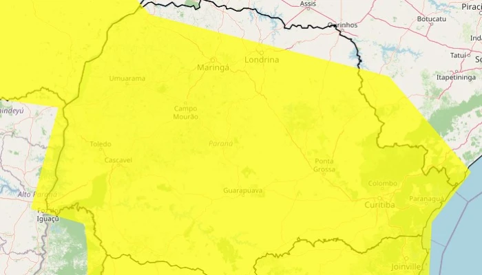 Inmet emite alerta de tempestade para 364 cidades do Paraná; veja detalhes